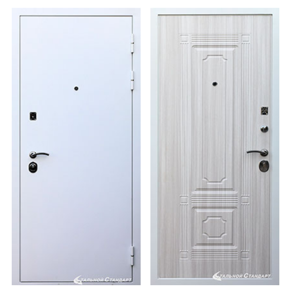 Входная дверь Стальной стандарт S12 (белая шагрень)