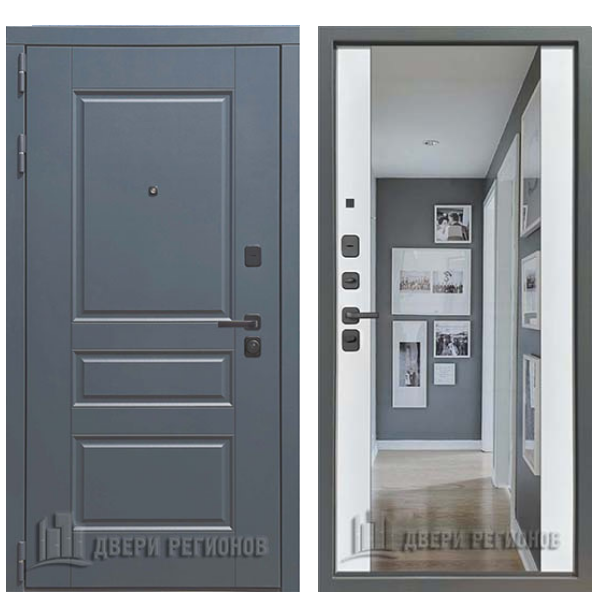 Входная дверь Двери регионов Страж К-8 Velluto Bianco Зеркало