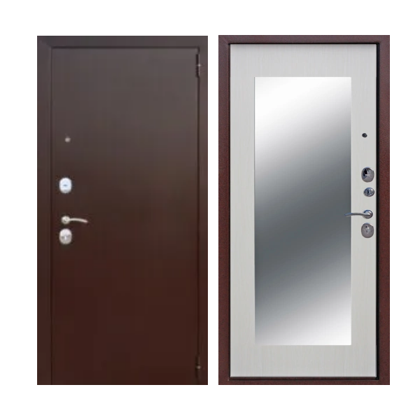 Входная дверь Феррони 6 см ЗЕРКАЛО MAXI медь Белый Ясень