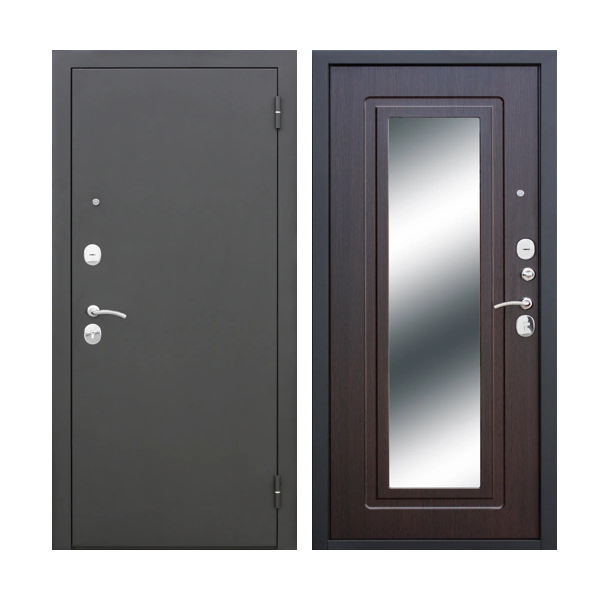 Входная дверь Феррони 6 см зеркало серебро Венге