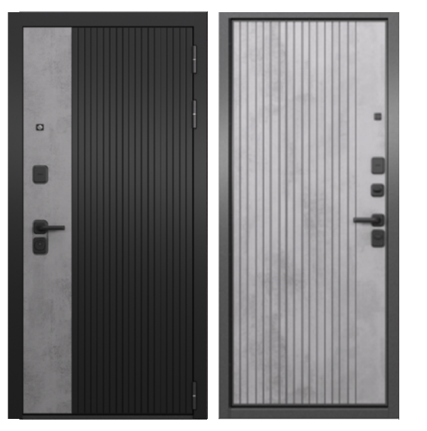 Дверь Мастино ТРАСТ МАСС Бетон серый Черный матовый/бетон серый (637)