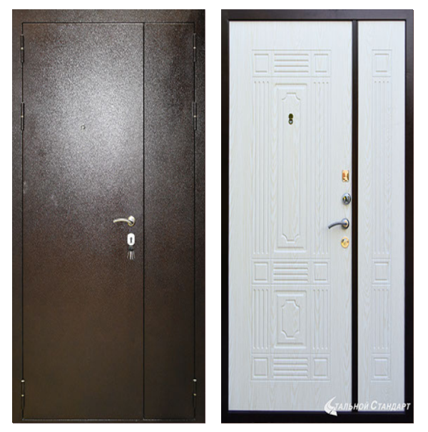 Входная дверь Броня Полуторная Сандал белый