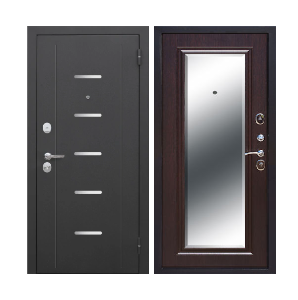 Входная дверь Феррони  7,5 см серебро зеркало Венге