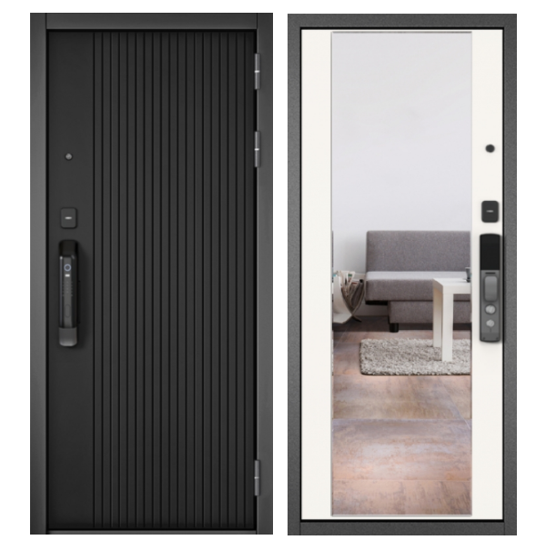 Дверь Мастино Сити Смарт Черный матовый Эмаль молоко