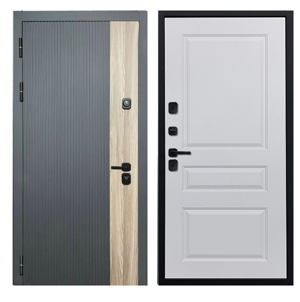 Входная дверь Дива Карма Серая ( Рейки Вертикаль)