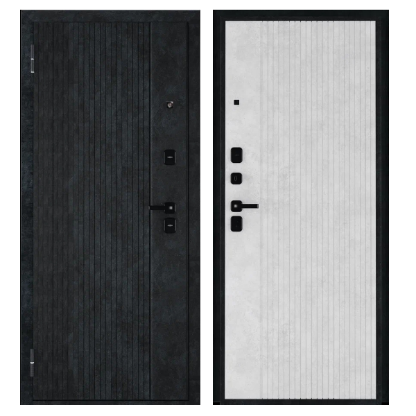 Входная дверь Промет Рона Черный Муар Бетон снежный