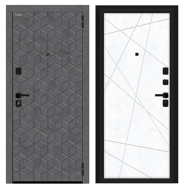 Входная дверь BRAVO Кьюб/SBlack Slate Art/Snow Art