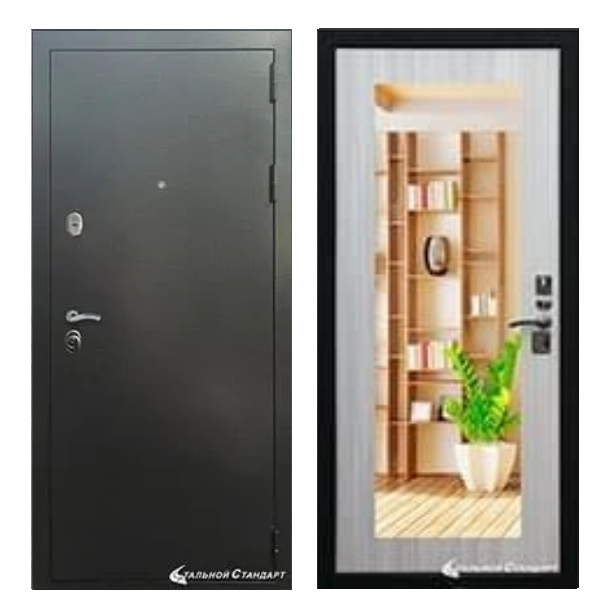 Входная дверь Броня термо серебро с зеркалом