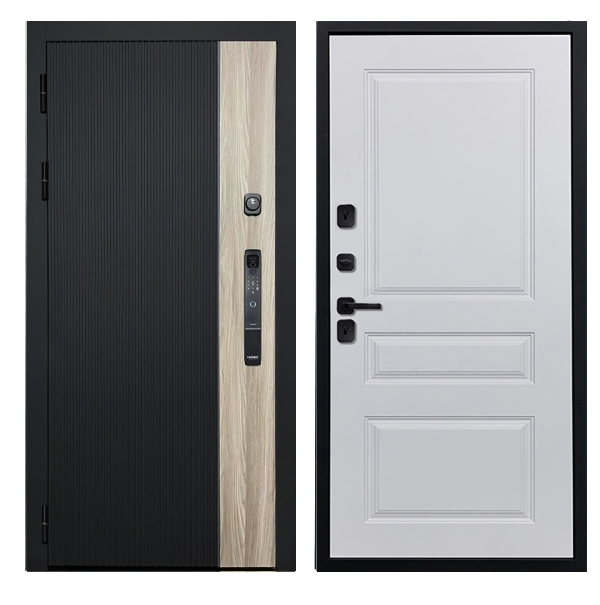 Входная дверь Дива Карма Смарт (Черная Рейки Вертикаль)