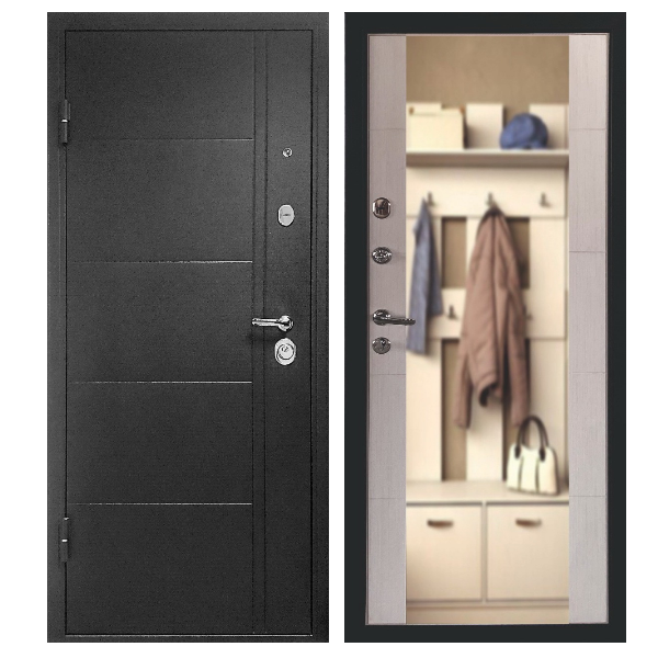 Входная дверь Форпост Эверест Зеркало Белый Дуб