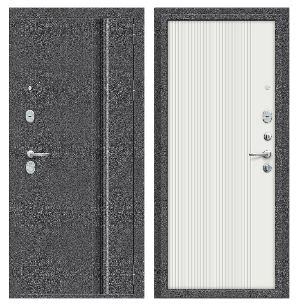 Входная дверь BRAVO Тайга-9 Вертикаль Белый