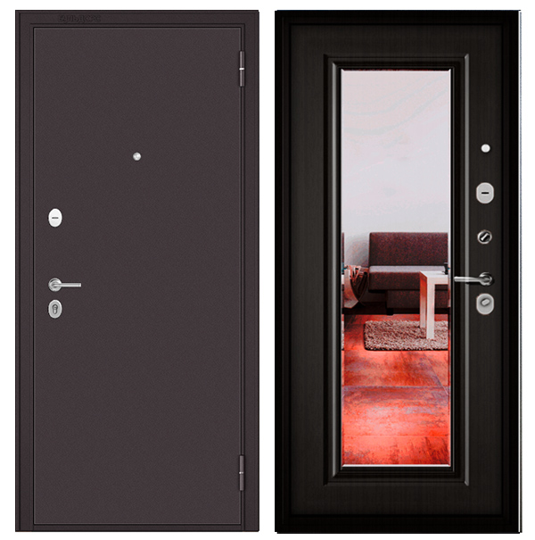 Дверь Мастино ТРАСТ МАСС Букле шоколад/Ларче шоколад зеркало (604)